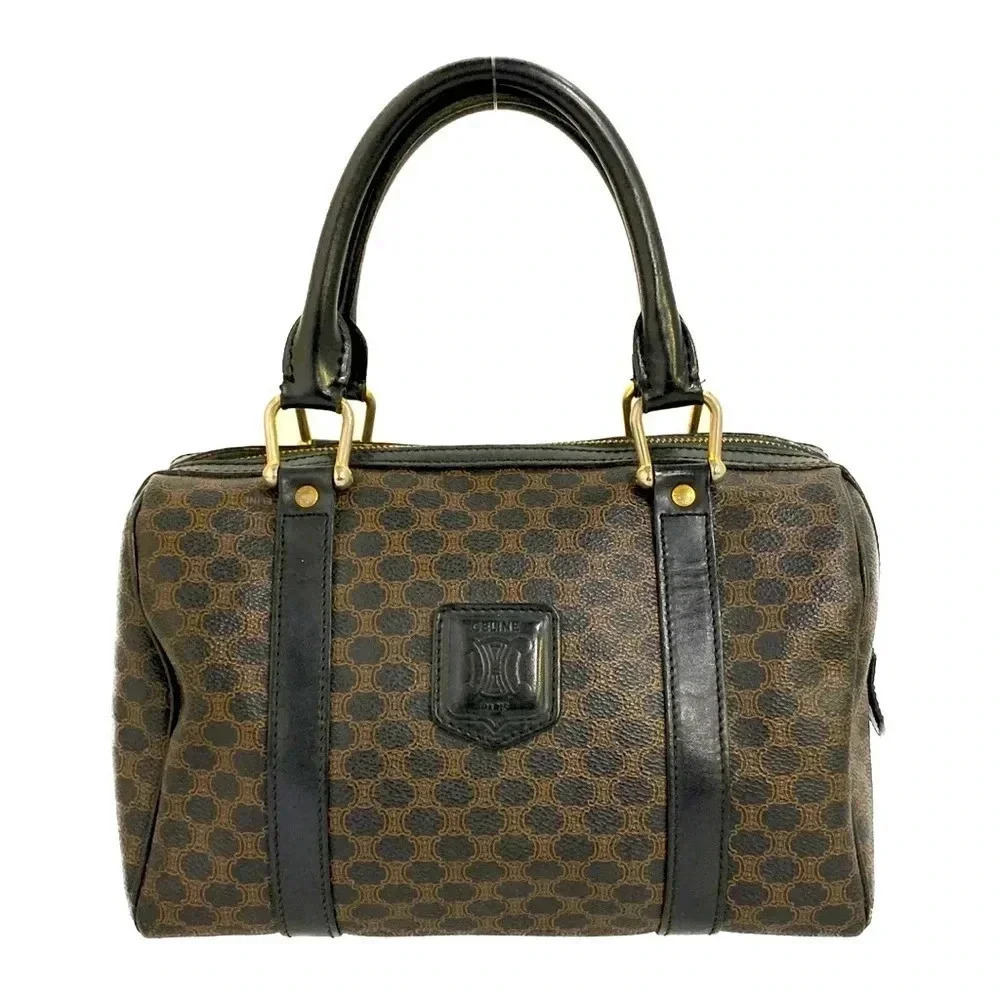 CÉLINE Black Coated  Canvas Macadam Handle  Bag